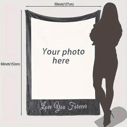1pc Customizable Photo Flannel Blanket - Soft, Cozy, Multi-Purpose Throw for Holiday, Outdoor, Beach, Camping, Living Room, Sofa, Pet, Office - Unique Gift Idea with Personalized Touch