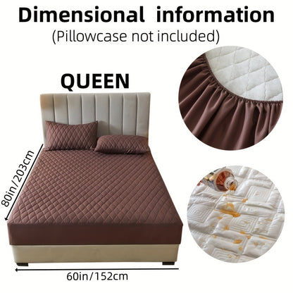 1pc Solid Color Luxurious Mattress Protector - Waterproof, Soft & Cozy Cover - Non-slip All-inclusive Guest Room Bedding - Excludes Pillowcase & Pillow Insert