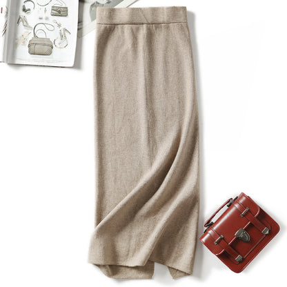 ZllKl 2018 autumn and winter new women's knitted skirt children's medium and long slim-fitting hip-wrapped hem split skirt