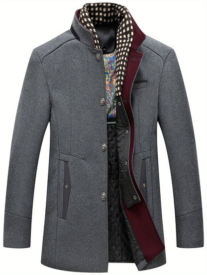 Men's Business Woolen Coat Fashion Scarf Non Ironing Woolen Coat Windproof Warm Coat