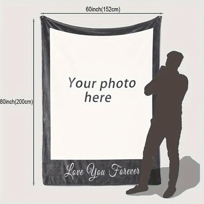 1pc Customizable Photo Flannel Blanket - Soft, Cozy, Multi-Purpose Throw for Holiday, Outdoor, Beach, Camping, Living Room, Sofa, Pet, Office - Unique Gift Idea with Personalized Touch