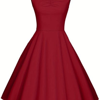 Vintage Short Sleeve Ruched Bridesmaid Dress - Fitted, Cotton, Micro Elasticity, Notched Collar, Solid Color - Hand Washable, Perfect for Wedding Party