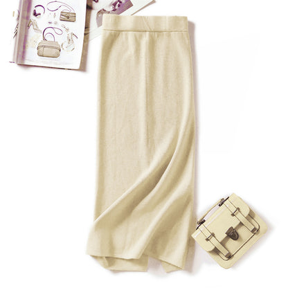 ZllKl 2018 autumn and winter new women's knitted skirt children's medium and long slim-fitting hip-wrapped hem split skirt
