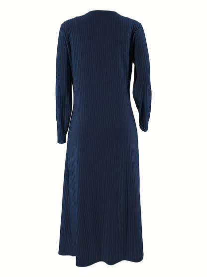 Two-Piece Solid Ribbed Long Sleeve Cardigan and Bodycon Cami Dress Set - Soft Mid-Elasticity Polyester Knit Fabric, Spaghetti Strap, All-Season Casual Wear - Comfortable and Versatile Outfit for Women