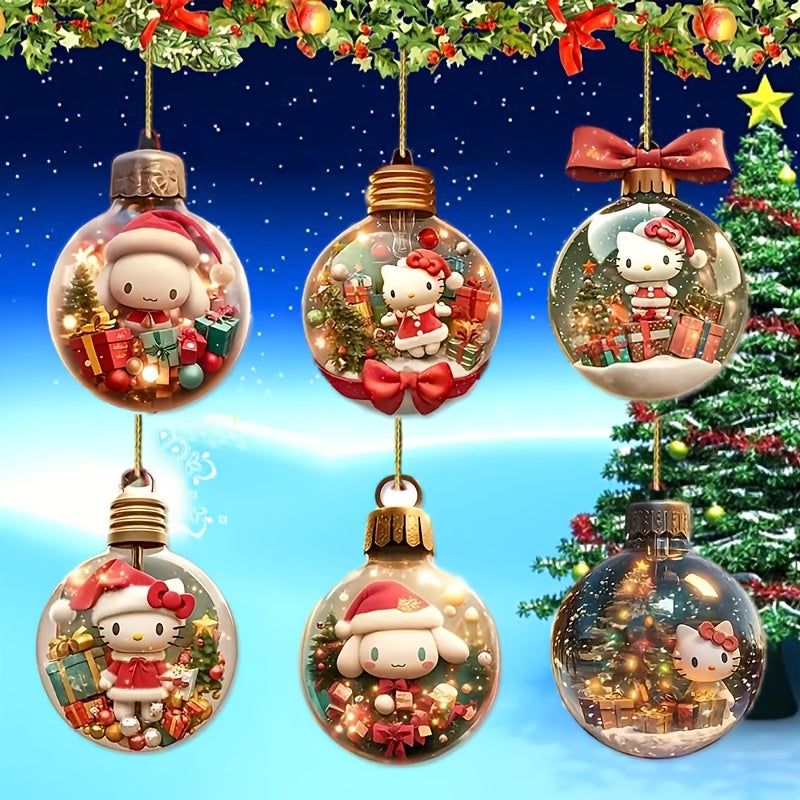 6pcs Sanrio Christmas Tree Ornaments & Car Mirror Charms Set - Perfect for Holiday, Garden & Home Decor, Party Favors