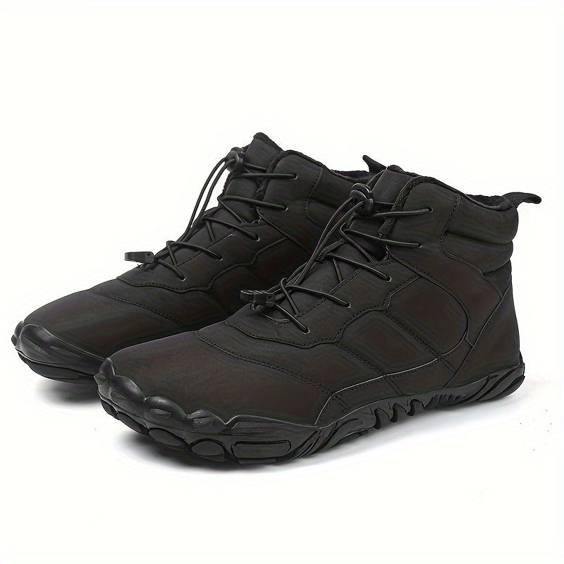 Men's Trendy High Top Snow Boots, Comfy Non Slip Solid Shoes For Men's Outdoor Activities