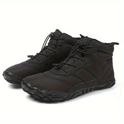 Men's Trendy High Top Snow Boots, Comfy Non Slip Solid Shoes For Men's Outdoor Activities