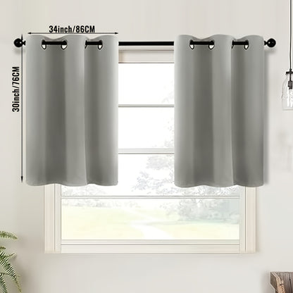 2-Piece Blackout Valance Panels - Room Darkening, Grommet Top, Half Window Treatment for Kitchen, Bathroom, Basement, Living Room, Office - Easy Home Decor Solution