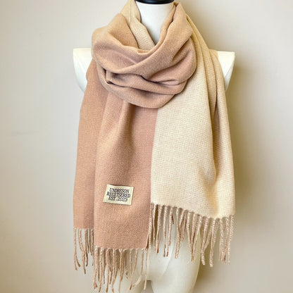 Double-Sided Two-Color Scarf - Soft, Warm, and Windproof Knitted Shawl for Unisex - Autumn Winter Coldproof Neck Guard with Tassel