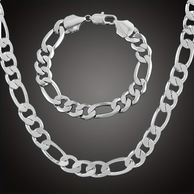 Y2K Inspired Unisex Stainless Steel Jewelry Set – Classic His & Hers Necklace and Bangle, Durable & Trendy
