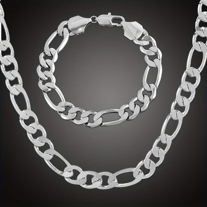 Y2K Inspired Unisex Stainless Steel Jewelry Set – Classic His & Hers Necklace and Bangle, Durable & Trendy