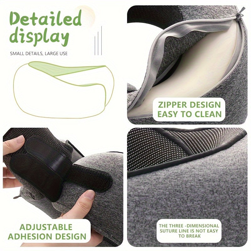 [Customer Favorite] Ultra-Soft Memory Foam Travel Pillow - Portable Neck Support for Airplane, Car, Office Naps & Home Use - Grey