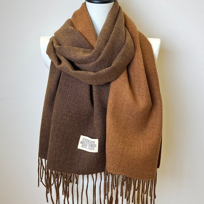 Double-Sided Two-Color Scarf - Soft, Warm, and Windproof Knitted Shawl for Unisex - Autumn Winter Coldproof Neck Guard with Tassel