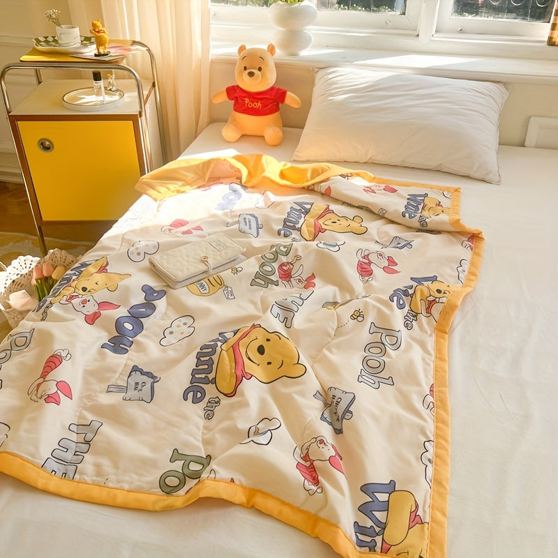 UME Cute Cartoon Summer Cooling Quilt - Winnie, Mickey & Minnie Design | Lightweight Polyester Blanket for All Seasons | Perfect for Bedroom, Dorm Room Decor Cool Rugs For Bedroom Cute Blanket