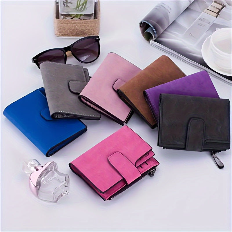 Vintage Solid Color Short Wallet, All-Match Clutch Coin Purse, Classic Credit Card Holder