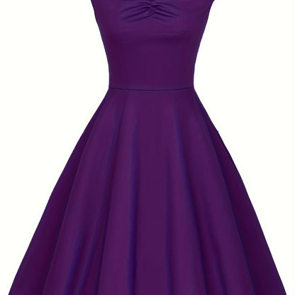 Vintage Short Sleeve Ruched Bridesmaid Dress - Fitted, Cotton, Micro Elasticity, Notched Collar, Solid Color - Hand Washable, Perfect for Wedding Party