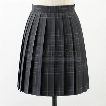 Charcoal gray JK Uniform Female Full Suit Summer Autumn White Shirt Original Pleated Skirt School Girl Clothes