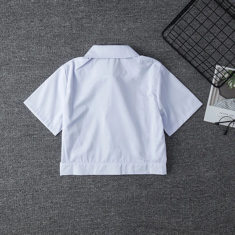 Japanese School Uniform For Girls Short Sleeve White Shirt School Dress Jk Sailor Suit Tops Business Work Uniforms For Women