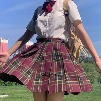 [Thorntree] Girl's Summer High Waist Pleated Skirts Plaid Skirts Women Dress For JK School Uniform Students Cloths