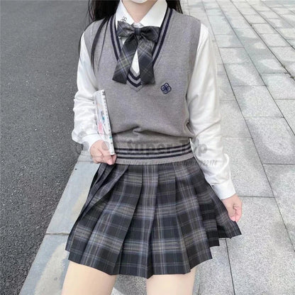 Women's Genuine JK Uniform Vest Thin Spring Autumn Uniform Original Japanese Student Knitted Gilet Vest Short Sleeveless Sweater