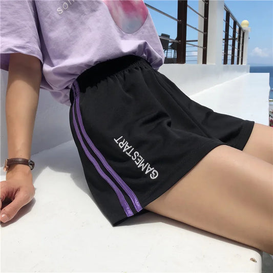 Summer vintage track shorts women vetement femme loose high waist pantalones cortos mujer wild Harajuku biker spodenki damskie