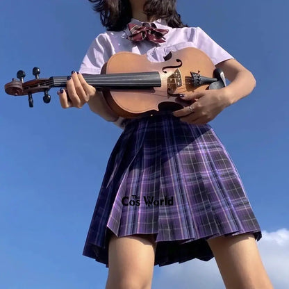 [Sweet Storm] Girl's Summer High Waist Pleated Skirts Plaid Skirts Women Dress For JK School Uniform Students Cloths