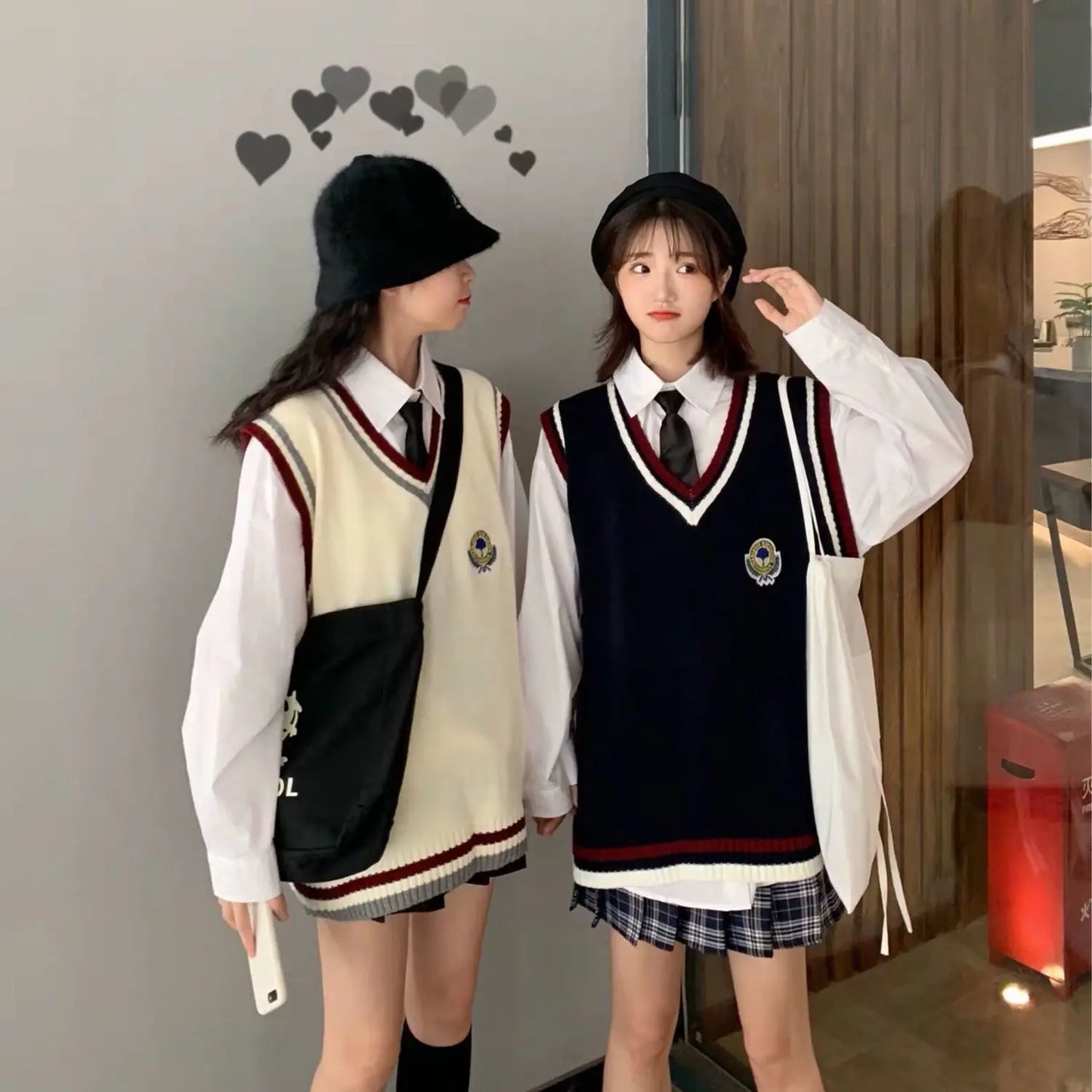 New 2021 Japanese Preppy Pullover Jk Sweater Loose Casual Long Sleeves Student Long-sleeved Knit V-neck Pullover School Uniform