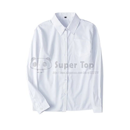 Charcoal gray JK Uniform Female Full Suit Summer Autumn White Shirt Original Pleated Skirt School Girl Clothes