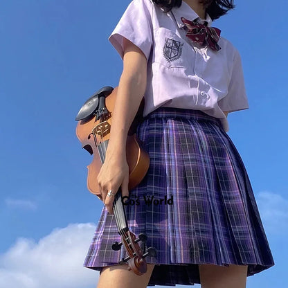[Sweet Storm] Girl's Summer High Waist Pleated Skirts Plaid Skirts Women Dress For JK School Uniform Students Cloths