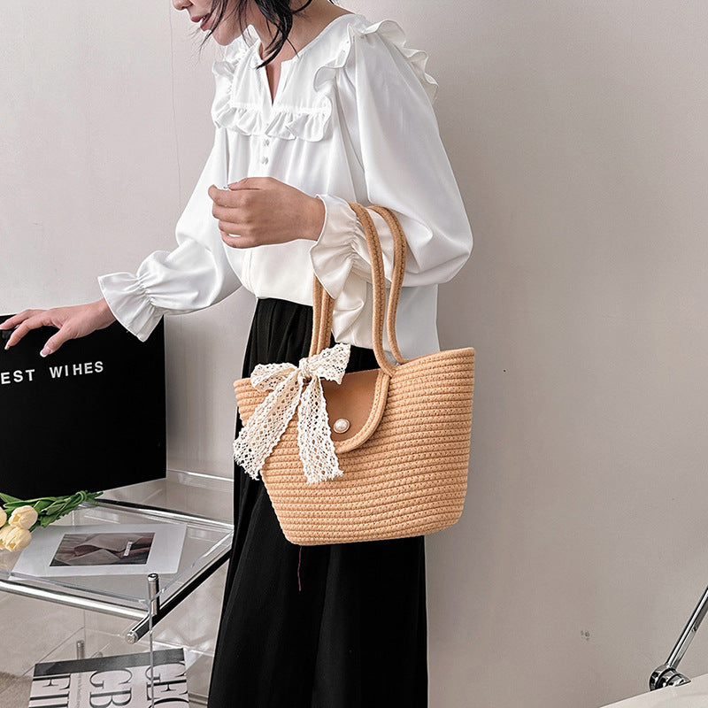 ZLLKL 2025Cross-border bags women's bags  new simple fashion bags large capacity shoulder armpit bag straw tote bag
