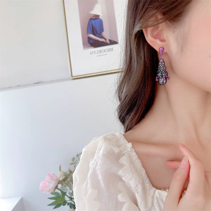 2025 2022 new  retro temperament earrings women's water drop pearl zircon exaggerated atmosphere heavy industry earrings wholesale