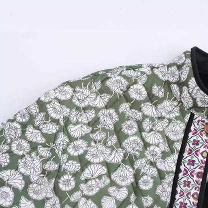 European and American cross-border wholesale 2025 winter new women's clothing small floral multi-color printing loose cotton-padded coat women