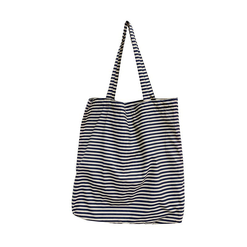 2025 ZLLKL Korean version of fashion striped tote bag popular new lazy wind large capacity simple shoulder bag small fresh shopping bag