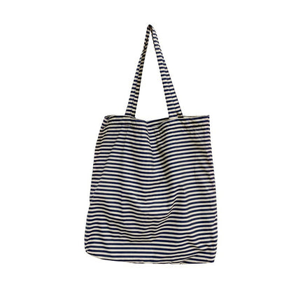 2025 ZLLKL Korean version of fashion striped tote bag popular new lazy wind large capacity simple shoulder bag small fresh shopping bag