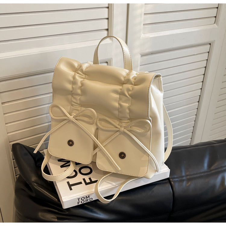 ZLLKL 2025 Sweet Bow Backpack Women's popular Trendy Fashion Korean Folded Backpack Casual Large Capacity Handbag
