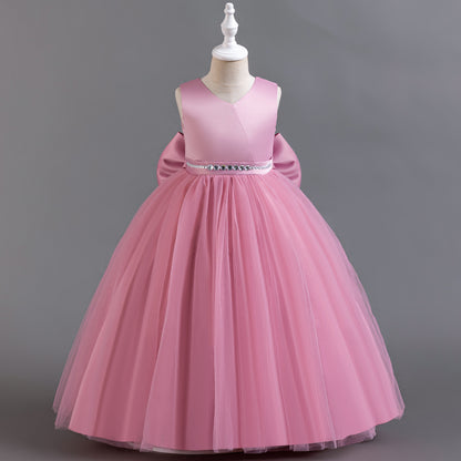ZllKl  New Cross-Border Girls' Dress Sleeveless Long Children's Princess European and American High-End Fashionable Bow Birthday Dress Long
