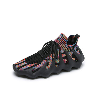 2025 Spring new Korean version of student breathable sports shoes couple socks shoes women's  women's running flying knitting 450-7
