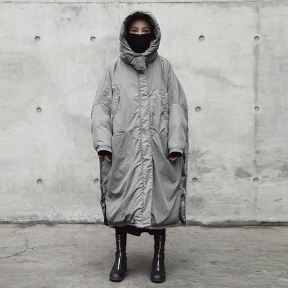 European and American fashion design sense thickened coat women's winter new slit loose hooded large cotton-padded clothes long cotton clothes trendy