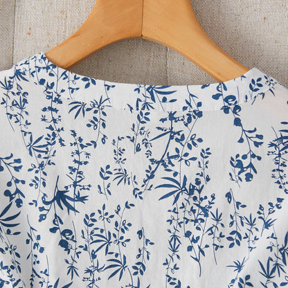 direct sales new Chinese style small floral pure cotton dress women's short sleeve summer new elegant temperament medium and long dress