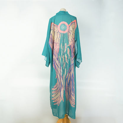 2025 printed blouse women's Manga Ocean Wings series sexy Muse long cardigan swimsuit with women