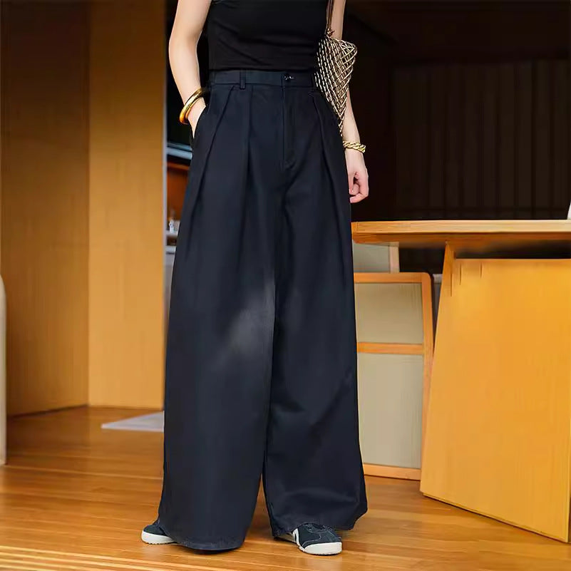 2025 Women's autumn women's suit, nine-quarter-sleeved loose fleece cardigan jacket B0939 simple silhouette casual pants