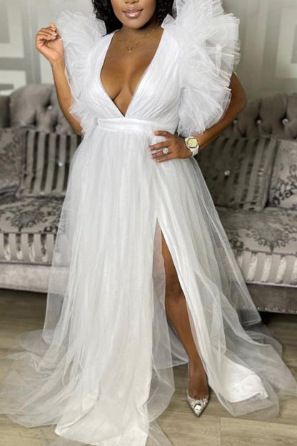 2021 spring and summer new 2025 Popular trade loose pendulum mesh dress commuting 2025 large size women's dress