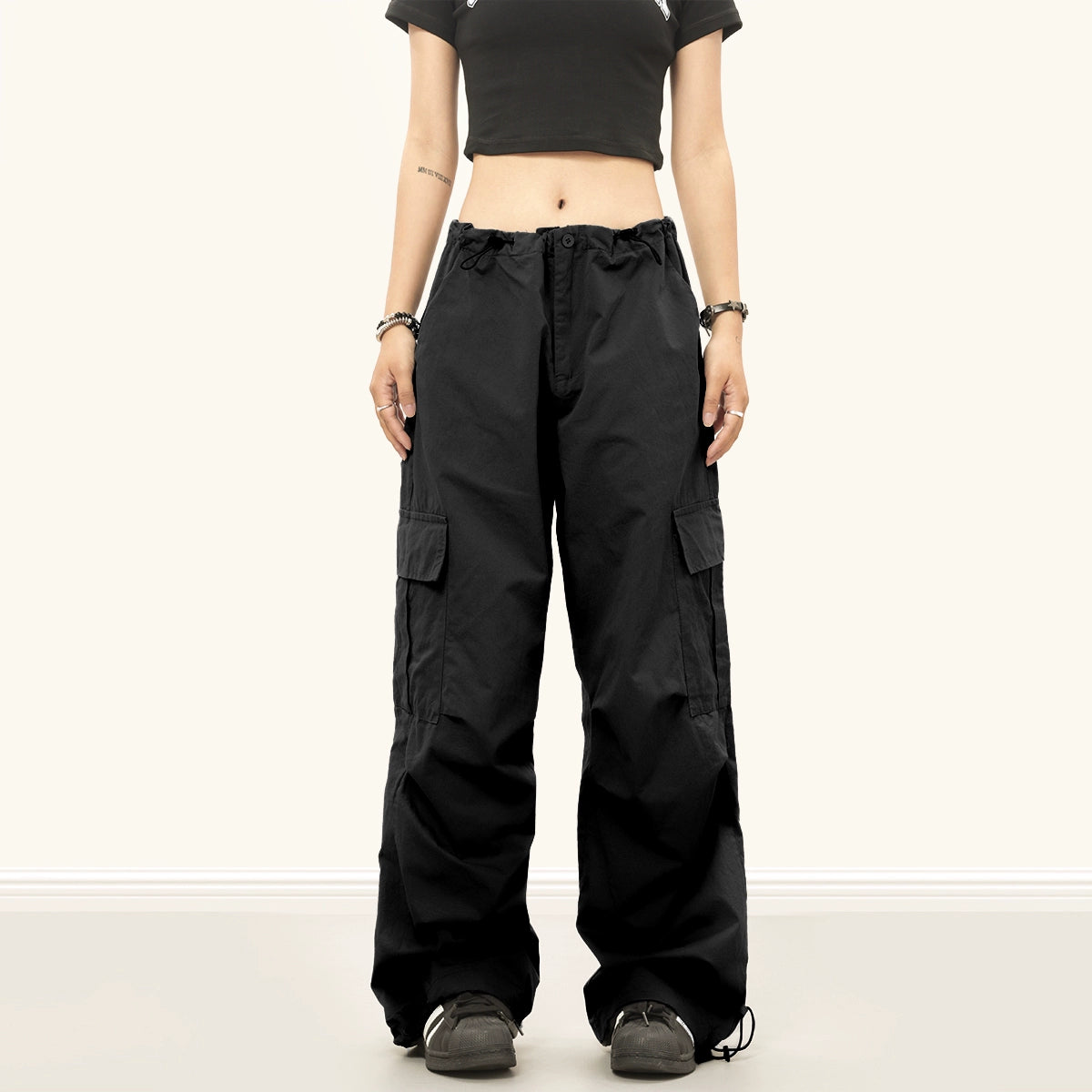 0123Start  street babes multi-pocket overalls neutral white wide-leg slim casual trousers women