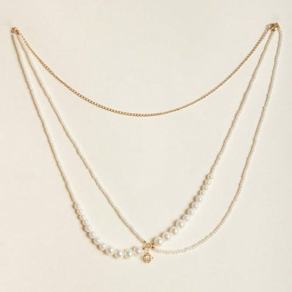 popular New hot-selling pearl chain size pearl splicing gemstone pendant fashion waist chain belt body chain 3444