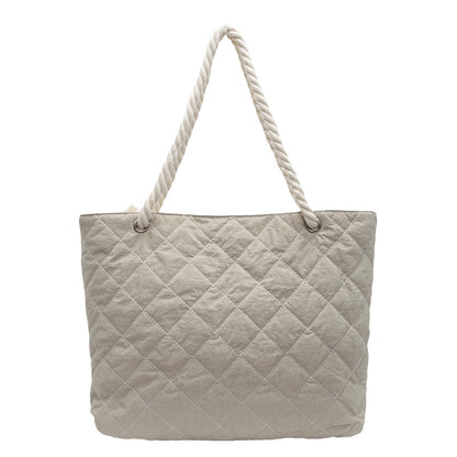 2025 ZLLKL Korean version of fashion diamond embroidered shoulder bag popular new large-capacity casual tote bag simple and versatile shopping bag