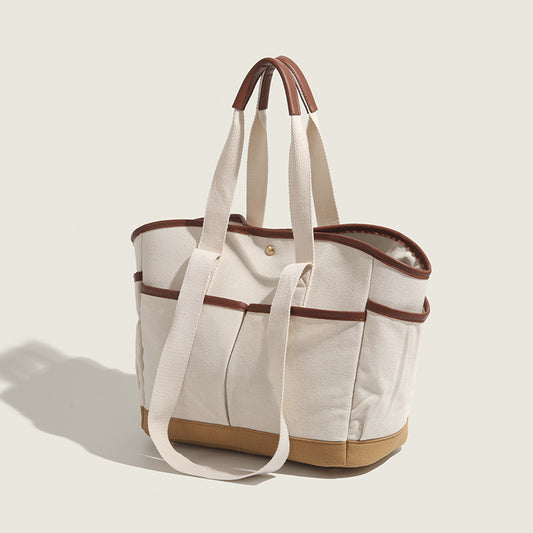 ZLLKL 2025 Maternal and infant bag  Japanese and Korean new color matching canvas mommy bag large capacity multi-compartment single shoulder portable tote bag women