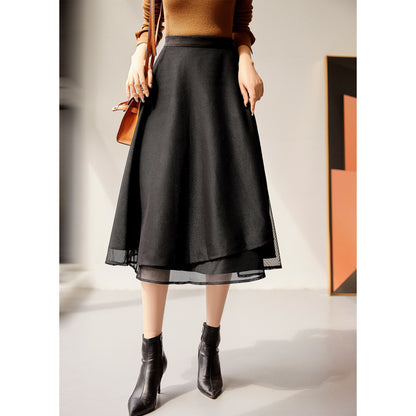 2025 Design  high-waisted skirt, wrapped double-layer medium and long  spring and summer new women's skirt