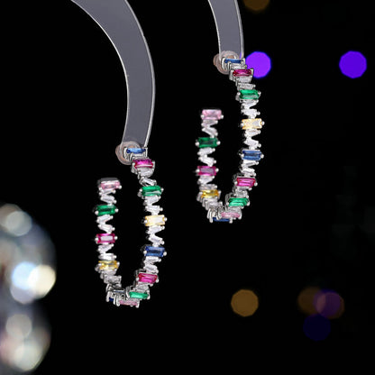 2025 popular new  fashion color zircon fringed earrings 925 silver needle long temperament stud earrings wholesale earrings