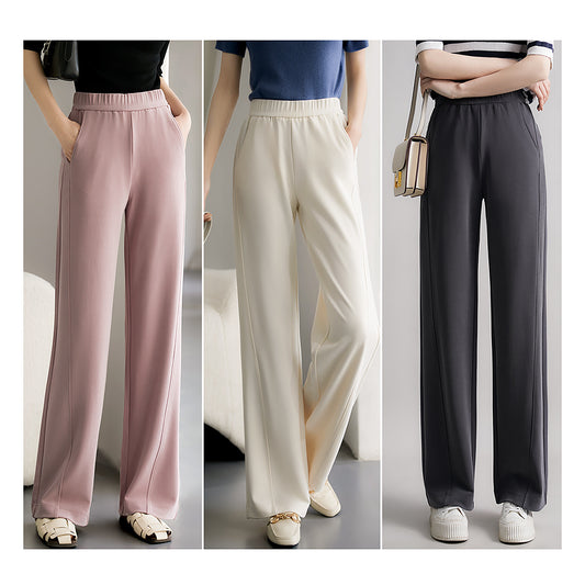 2025 Four colors, comfortable air, waffle straight casual pants Modal  summer women's new long pants