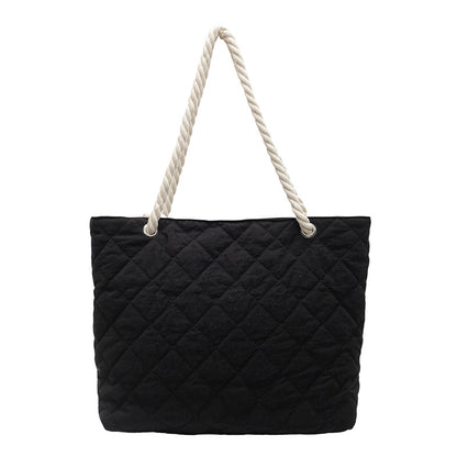 2025 ZLLKL Korean version of fashion diamond embroidered shoulder bag popular new large-capacity casual tote bag simple and versatile shopping bag